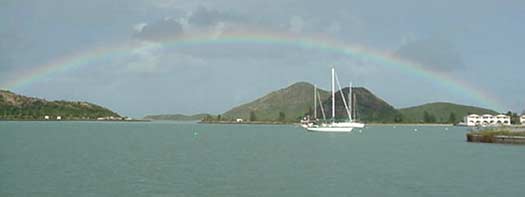 Rainbow at entry to Jolly Harour, Antigua
