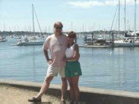 Bob and Mona in front of Newport Harour